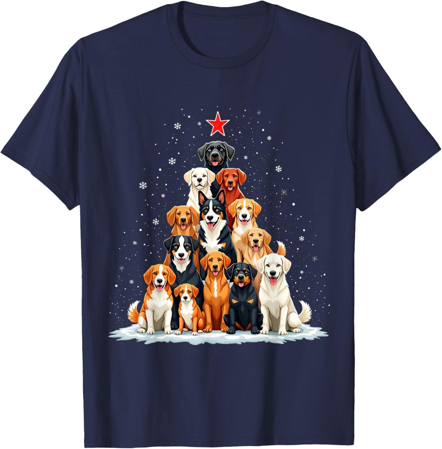 Dog Christmas Tree Dog Xmas Tree Women Men Boys Girls Kids T-Shirt - T-Shirt | Navy