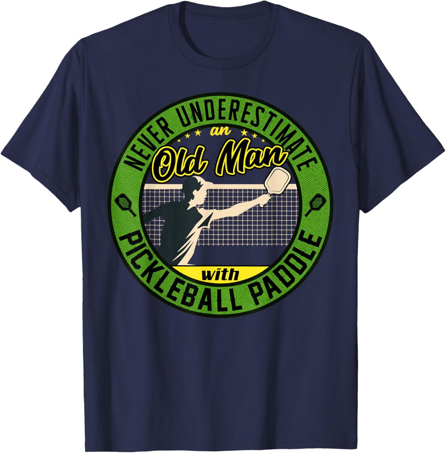 Funny pickleball sayings design Retro Paddle Court T-Shirt - T-Shirt | Navy