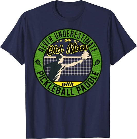 Funny pickleball sayings design Retro Paddle Court T-Shirt - T-Shirt | Navy