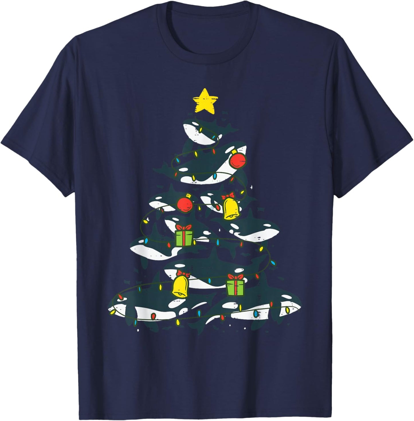 Killer Whales Christmas Tree Xmas Orca Women Men Boys Kids T-Shirt - T-Shirt | Navy