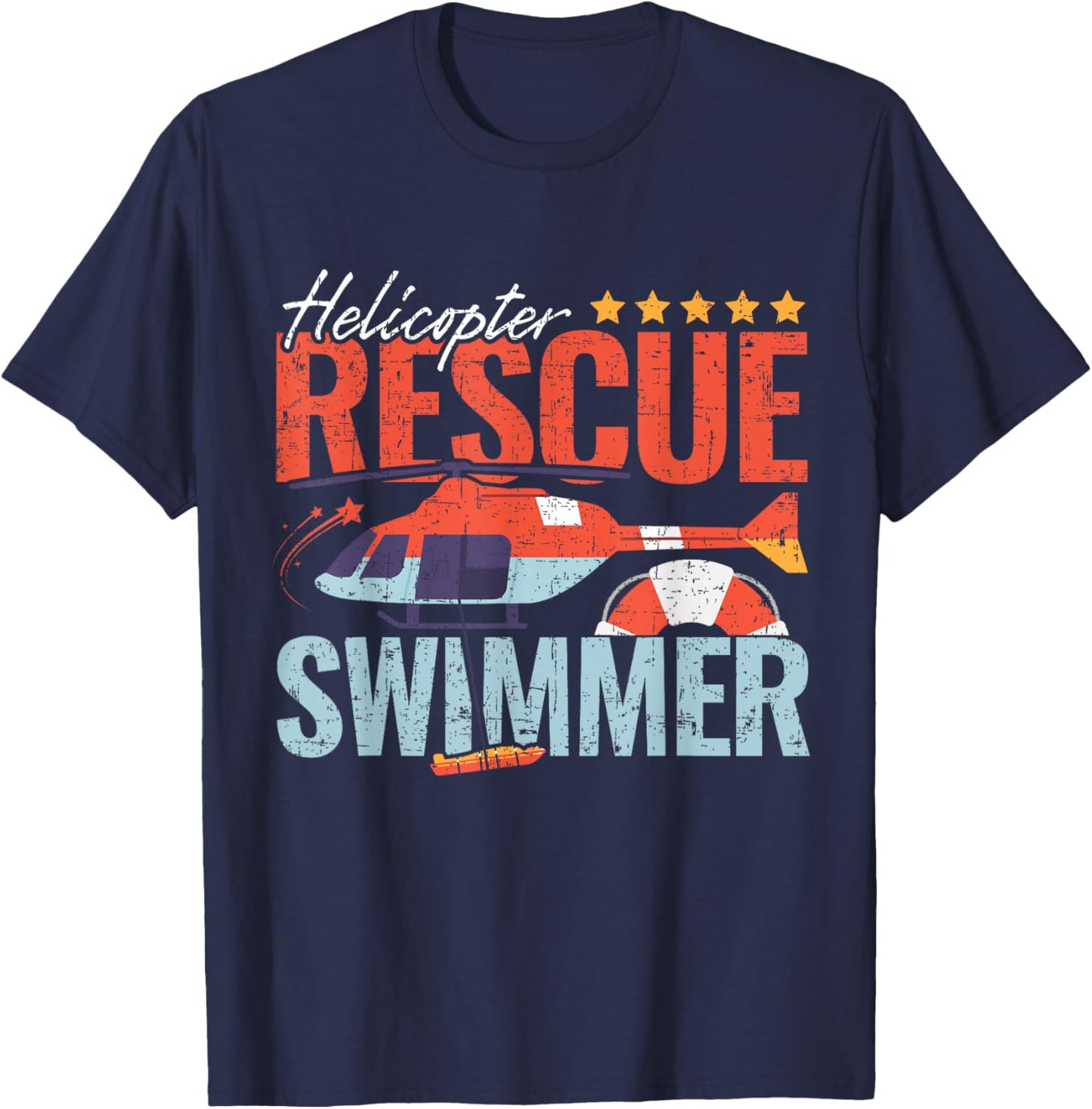 Vintage Helicopter Rescue Swimmer Proud Search and Rescue T-Shirt - T-Shirt | Navy