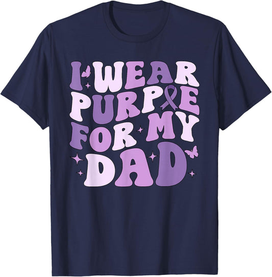 I Wear Purple For My Dad Pancreatic Cancer Awareness Kids T-Shirt - T-Shirt | Navy