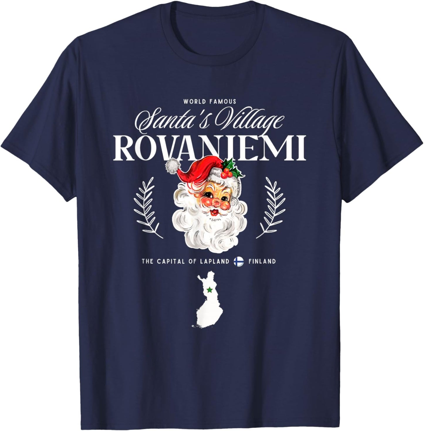 World Famous Rovaniemi Vintage Santa Claus Lapland Finland T-Shirt - T-Shirt | Navy
