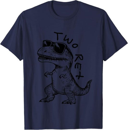 Two Rex 2nd Birthday Gifts Second Dinosaur Boy 2 Years Old T-Shirt - T-Shirt | Navy