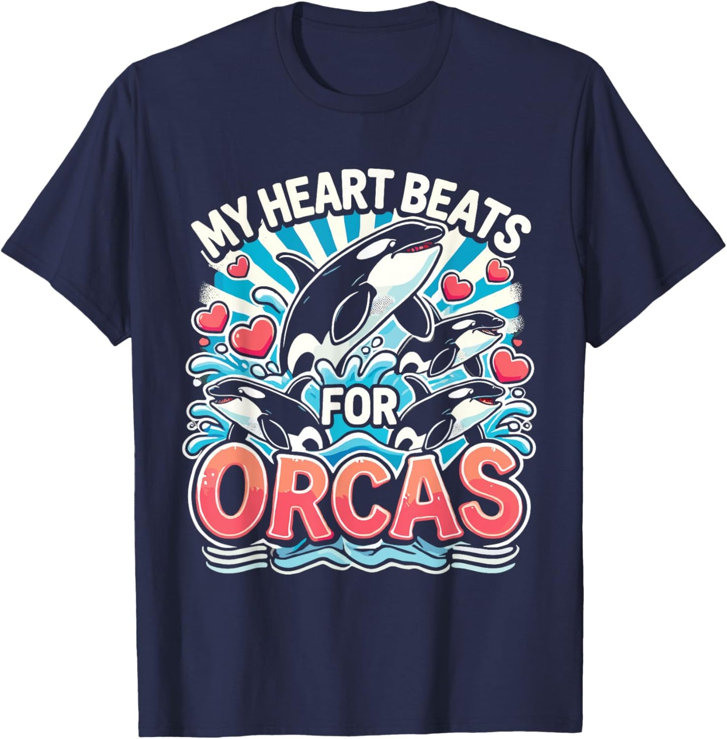 Kids Orca My Heart Beats For Orcas Toddler Orca Kids T-Shirt - T-Shirt | Navy