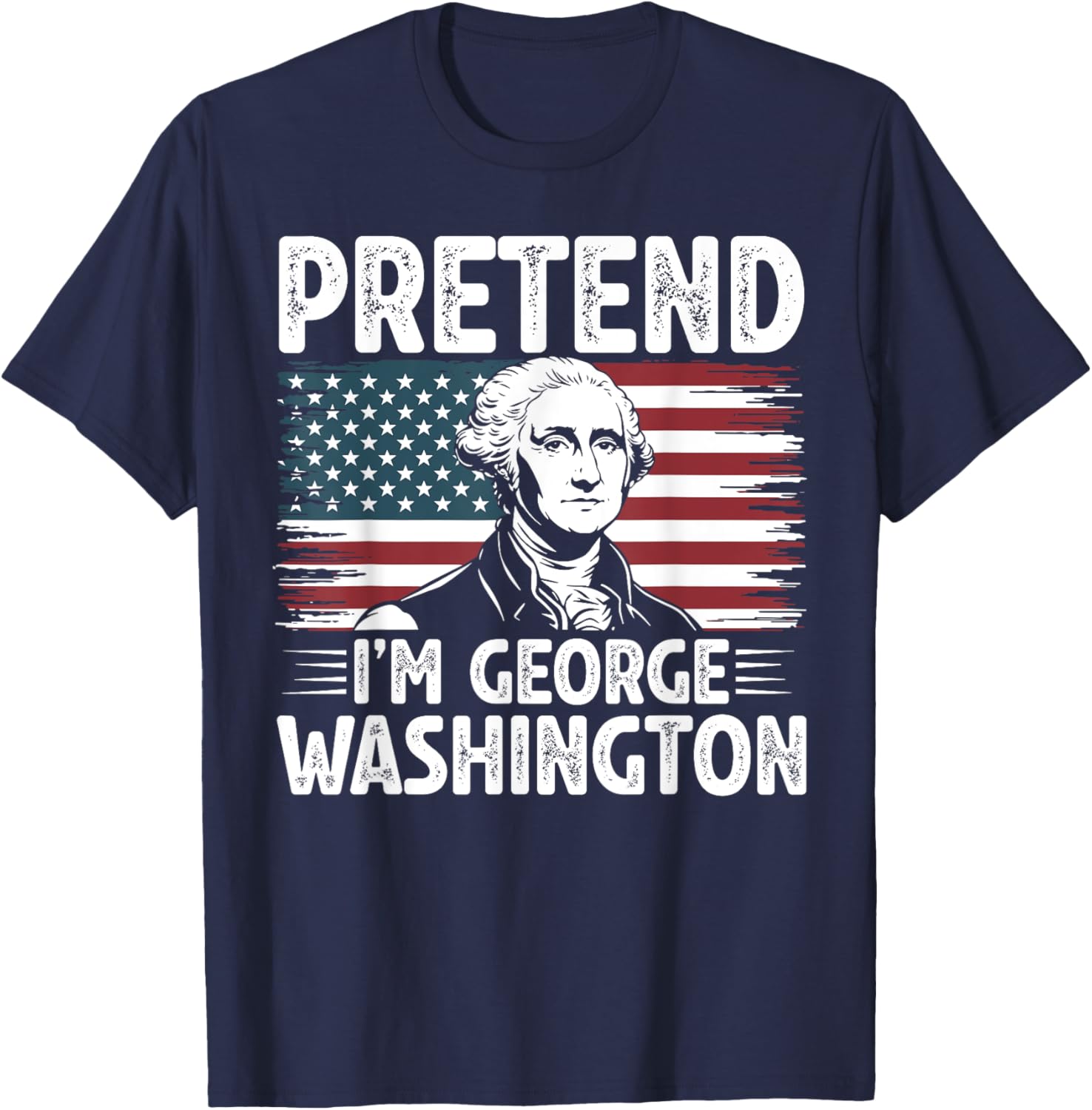 Pretend I'm George Washington Vintage Halloween Costume T-Shirt - T-Shirt | Navy