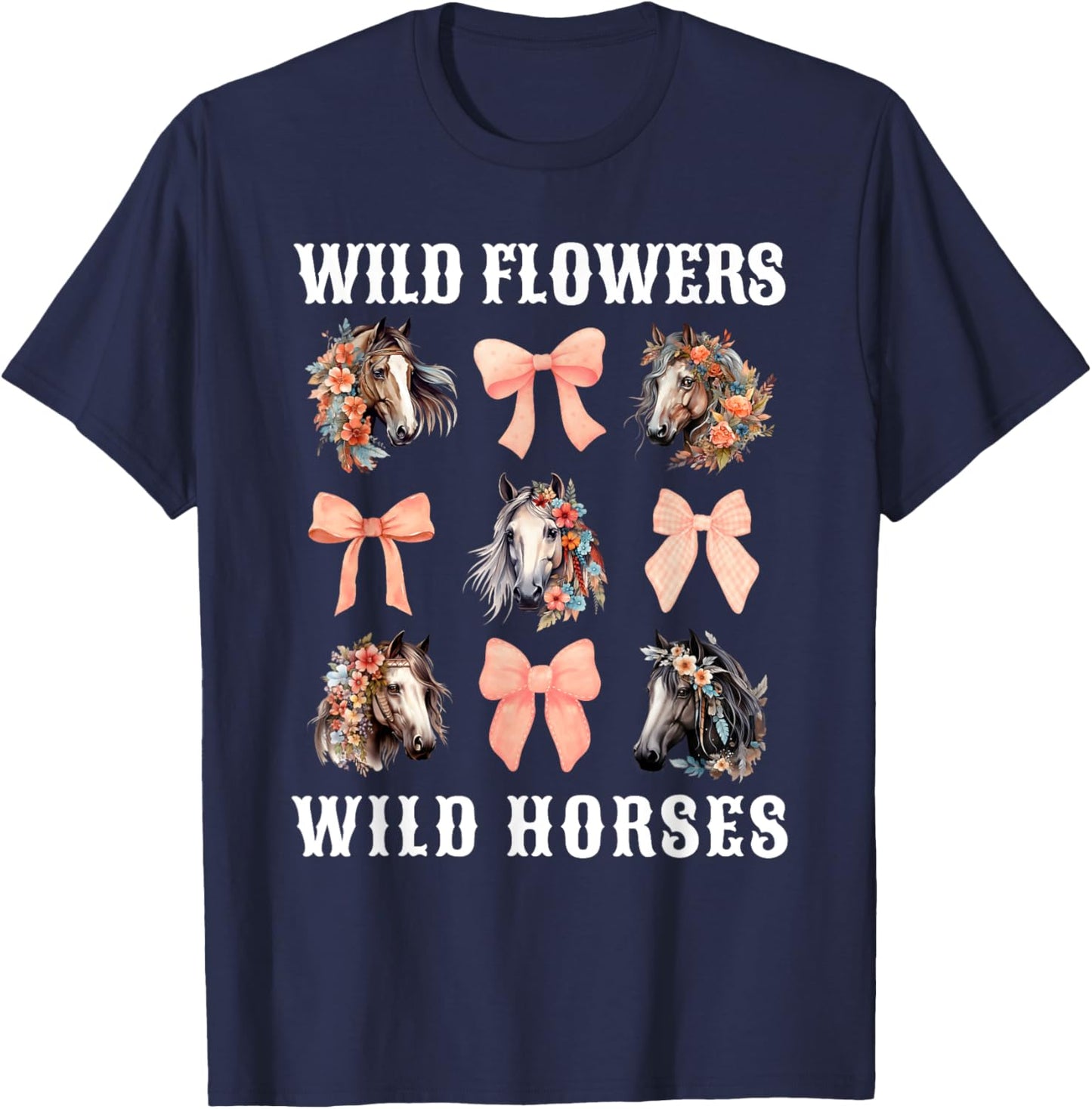 Coquette Horse Riding Horses Flower Horse Lover T-Shirt - T-Shirt | Navy