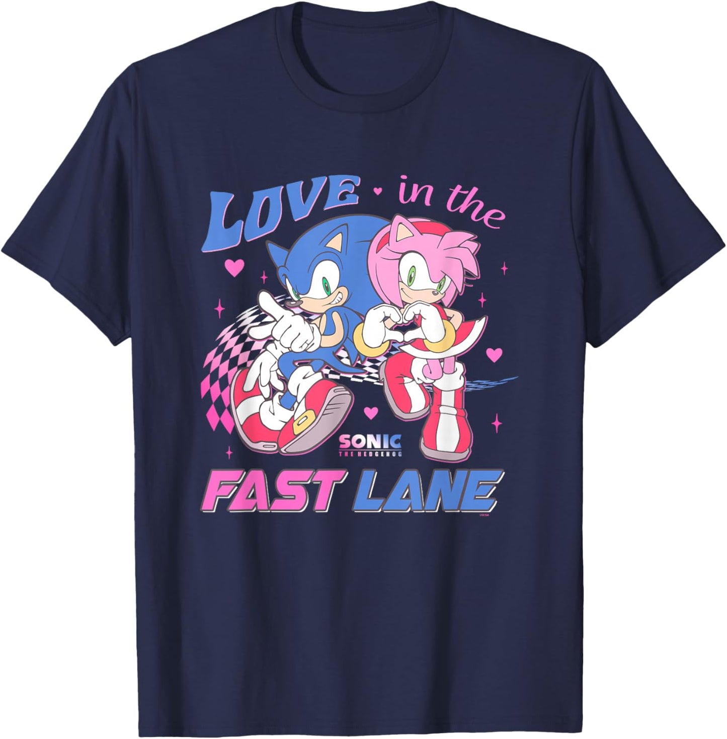 Sonic The Hedgehog Valentine's Day Love In The Fast Lane T-Shirt - T-Shirt | Navy