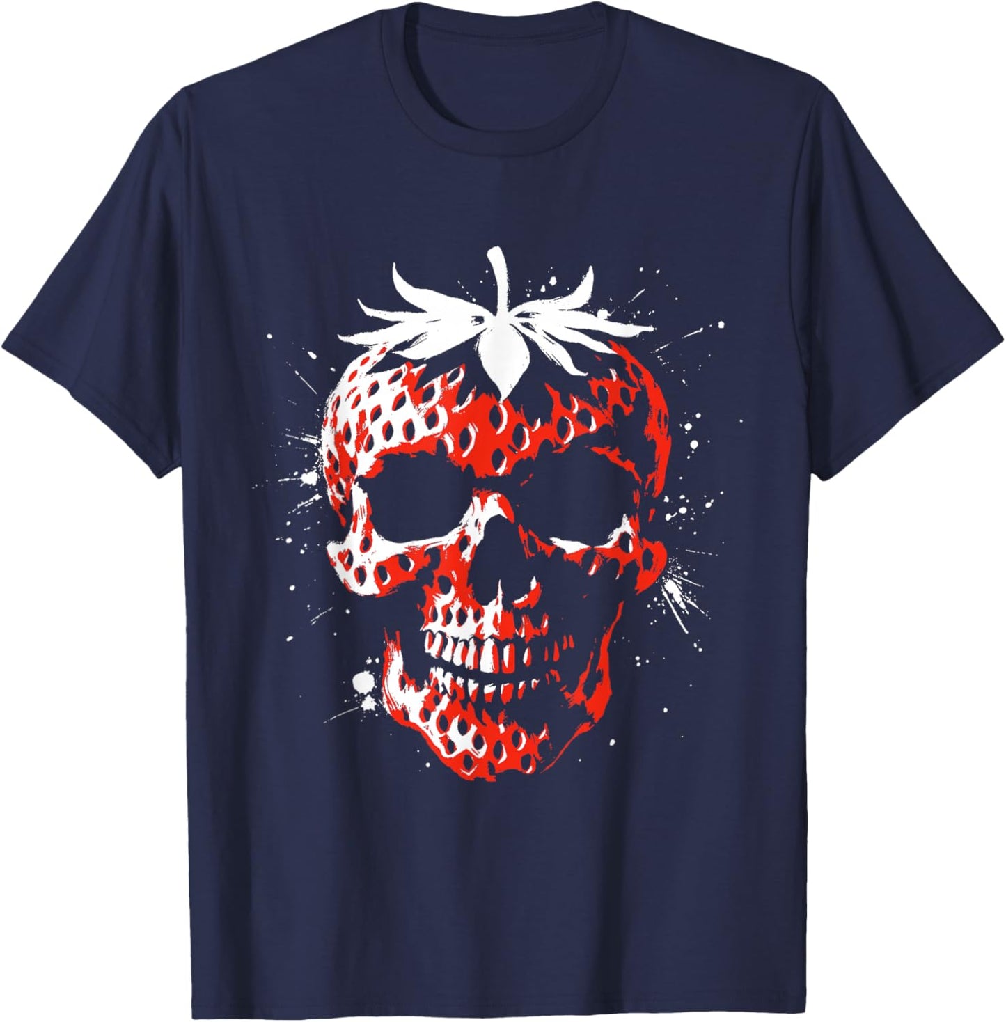 Strawberry Skull - Creepy Skeleton Fruit Halloween Lover T-Shirt - T-Shirt | Navy