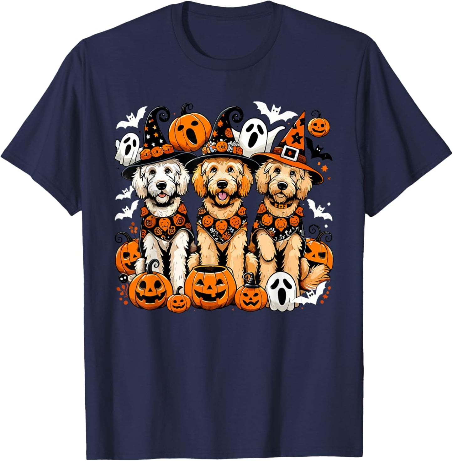 Golden Doodle Halloween Costume, Dog Ghost T-Shirt - T-Shirt | Navy