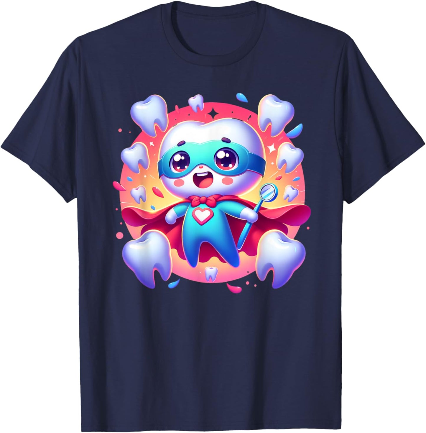 Cute Super Hero Dentist Superhero Tooth Doctor T-Shirt - T-Shirt | Navy