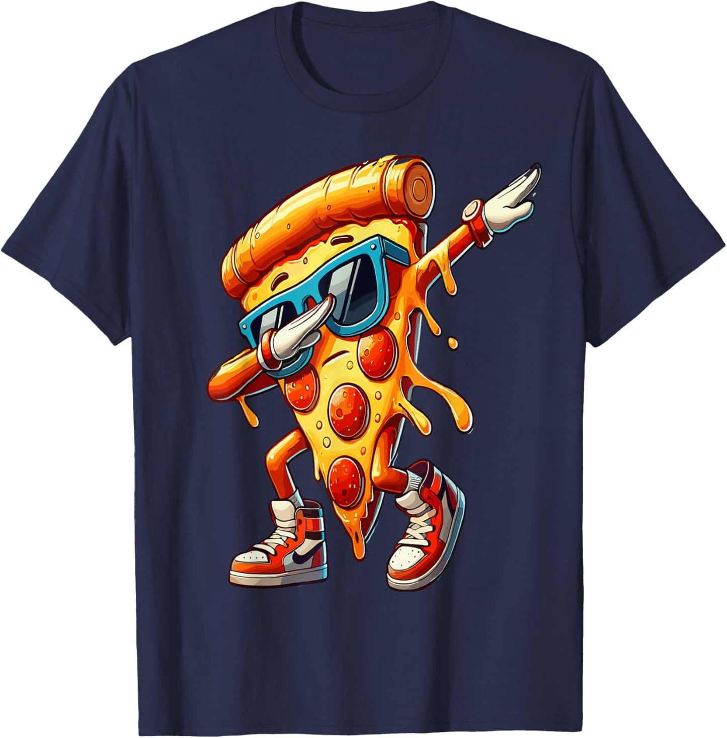 Dabbing Pizza Slice Fun for Food Lovers T-Shirt - T-Shirt | Navy