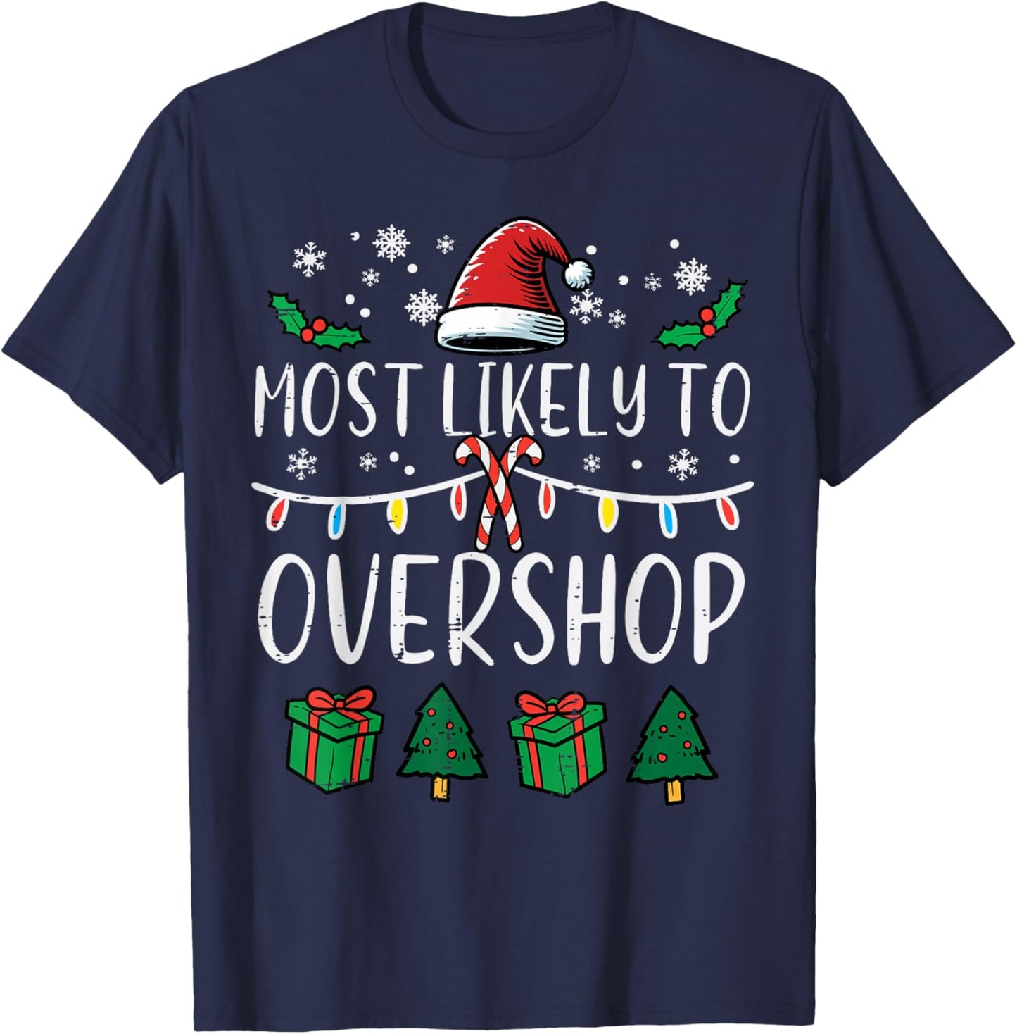 Christmas Overshop Xmas Matching Family Sister Girls Women T-Shirt - T-Shirt | Navy