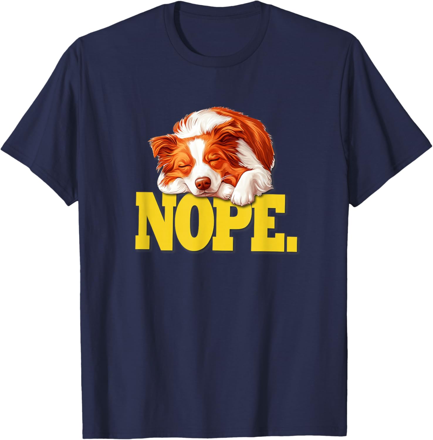 Kids Funny Lazy Sleep Nap NOPE Red Border Collie Lover T-Shirt - T-Shirt | Navy