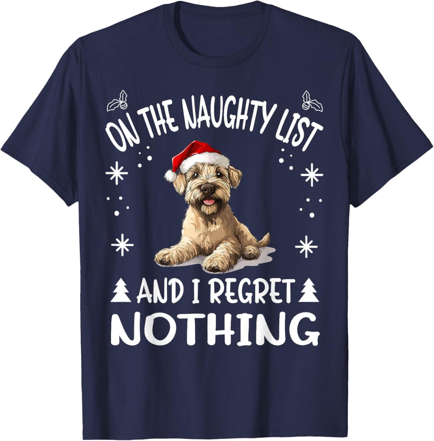 Cute Soft Coated Wheaten Terrier Dog Christmas On The T-Shirt - T-Shirt | Navy