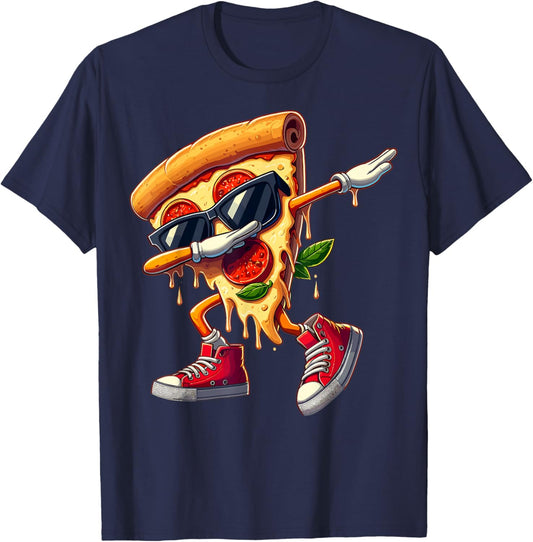 Dabbing Pizza Slice Dance Pizza Lover Boy Dancing Foodie T-Shirt - T-Shirt | Navy
