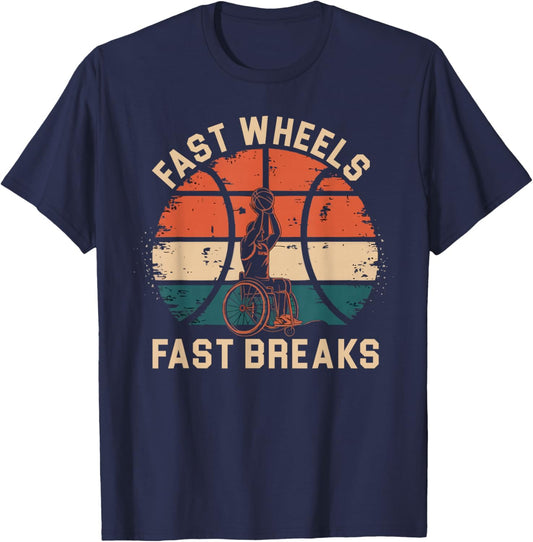 Wheelchair Basketball Player Disabled Disability Handicap T-Shirt - T-Shirt | Navy