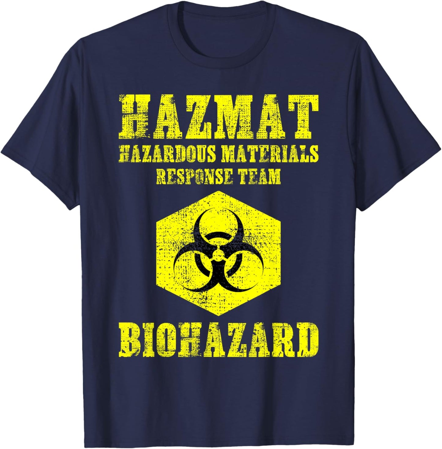 Hazardous Material Hazmat Response Team Grunge Biohazard T-Shirt - T-Shirt | Navy