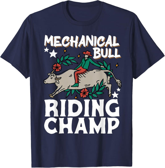 Mechanical Bull Riding Champ T-Shirt - T-Shirt | Navy
