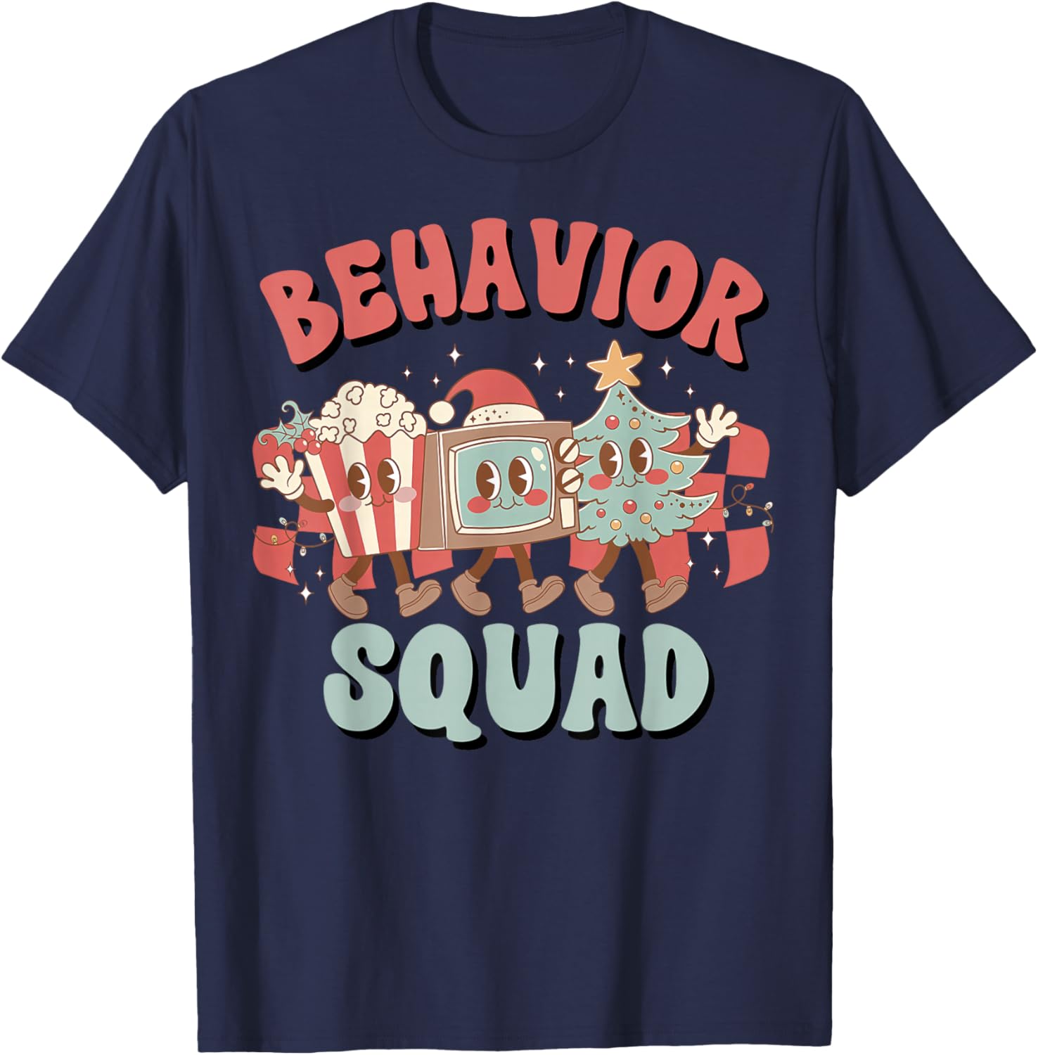 Behavioral Analyst Christmas Behavior Squad ABA Therapist T-Shirt - T-Shirt | Navy