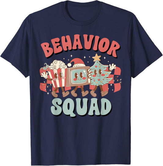 Behavioral Analyst Christmas Behavior Squad ABA Therapist T-Shirt - T-Shirt | Navy