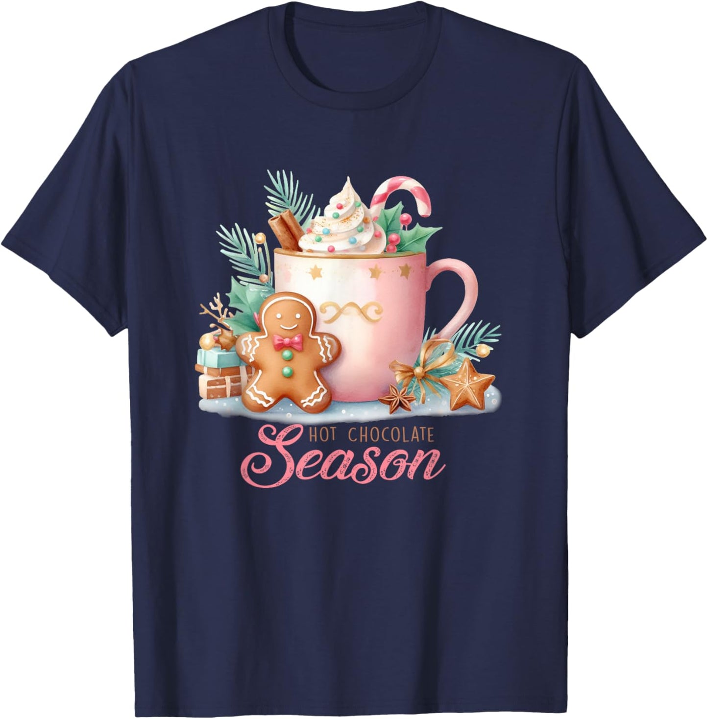 Cute Hot Chocolate Season T-Shirt - T-Shirt | Navy