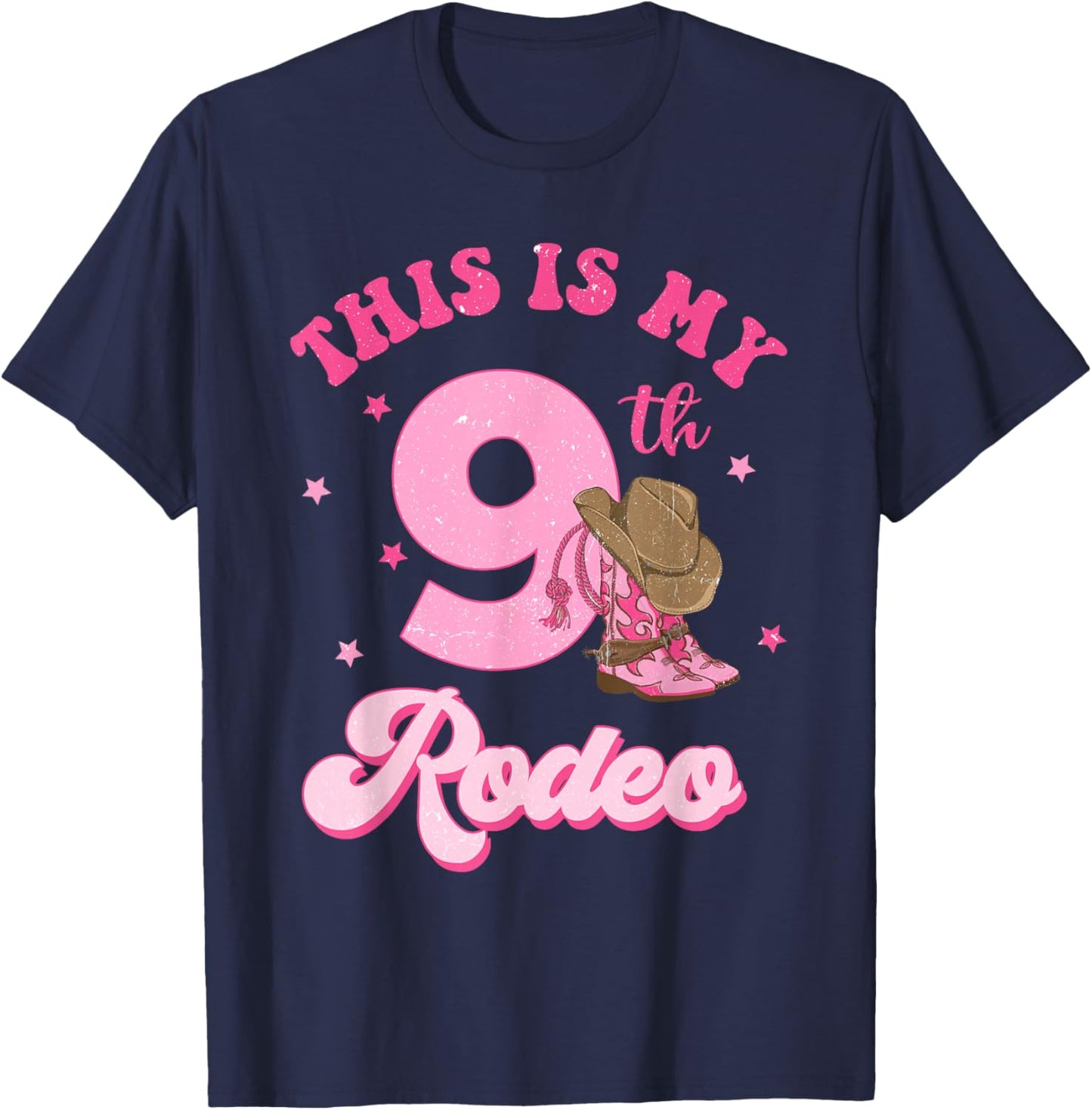 This Is My 9th Rodeo Western Cowgirl 9 Year Old Birthday T-Shirt - T-Shirt | Navy