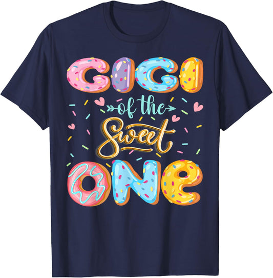 Gigi Of The Sweet One 1St Birthday Girl Donut Lover T-Shirt - T-Shirt | Navy