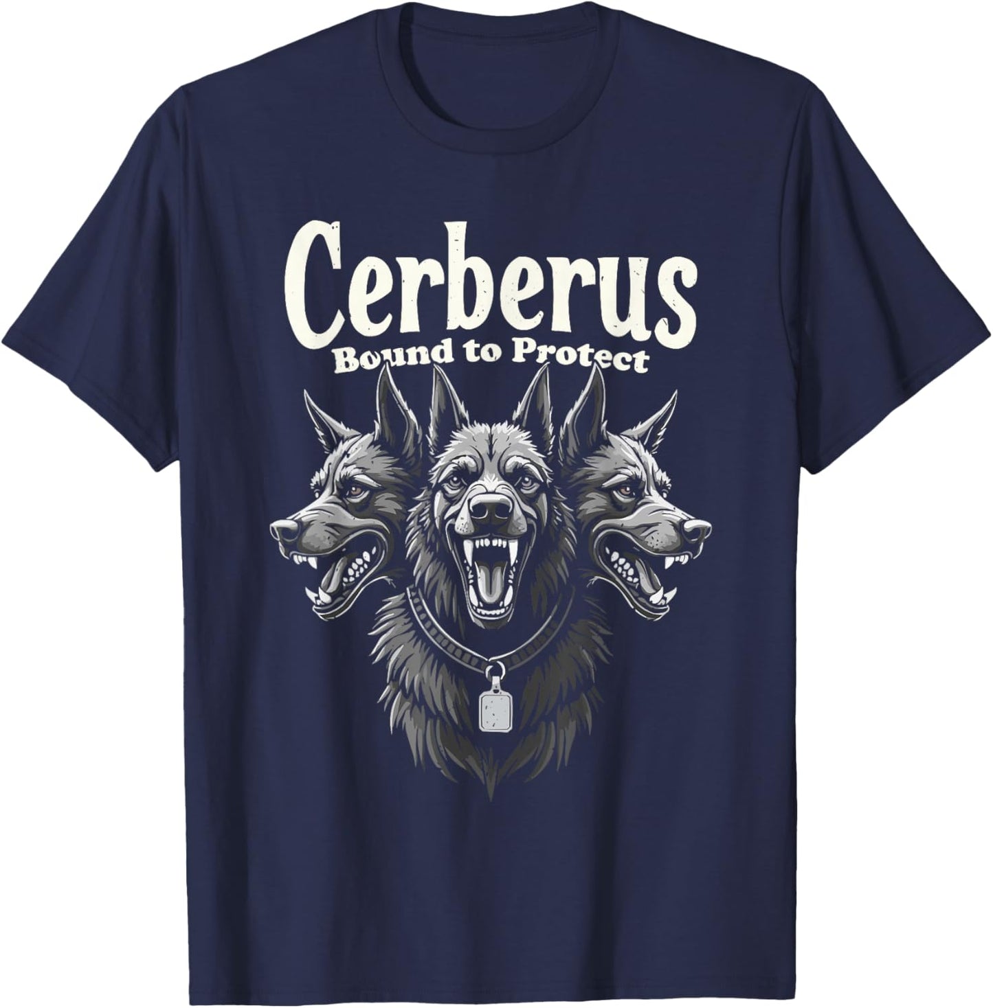 Cerberus Three Headed Dog Mythical Creature Greek Mythology Men Women T-Shirt - T-Shirt | Navy