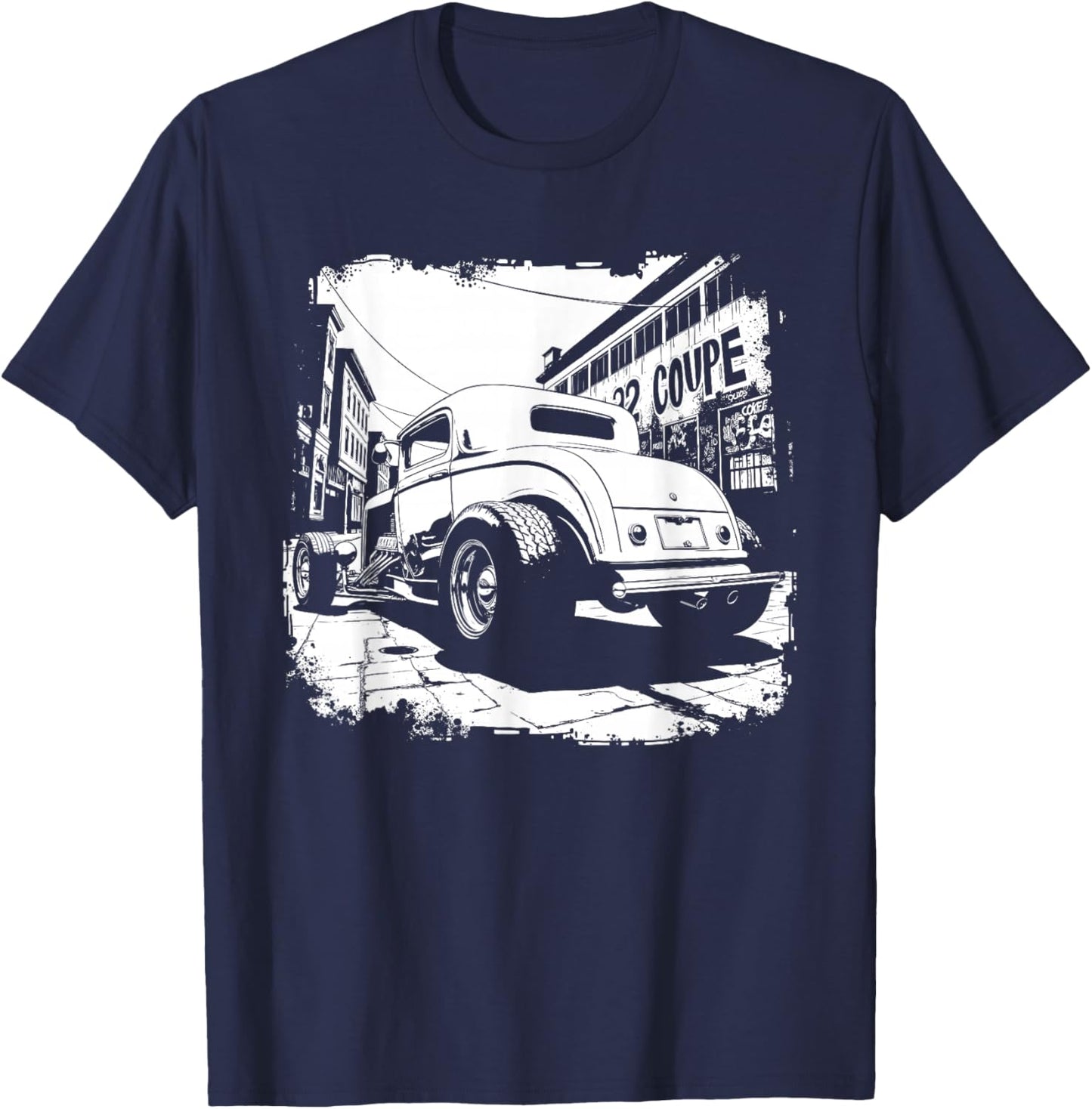 32 Deuce Coupe Silhouette 3 Window Deuce Coupe Hot Rod T-Shirt - T-Shirt | Navy