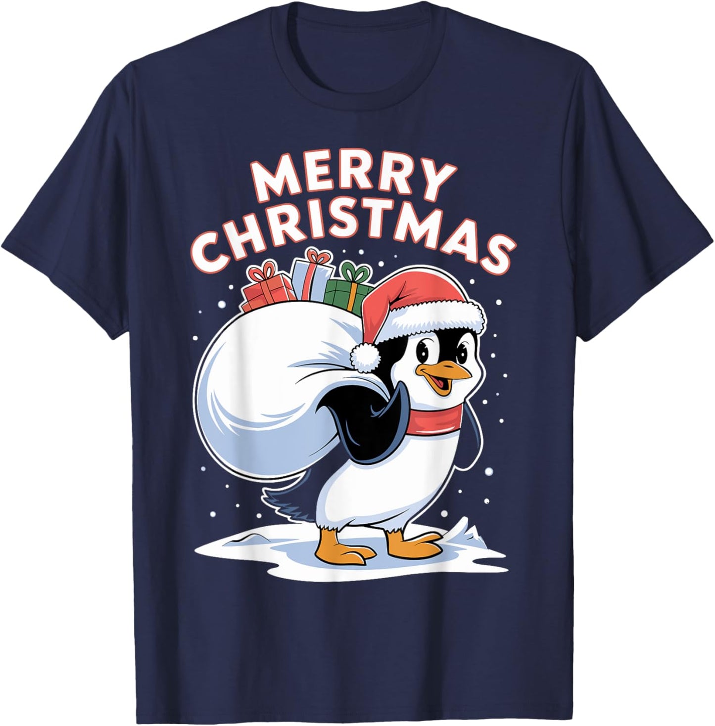 Merry Christmas Emperor Penguin T-Shirt - T-Shirt | Navy