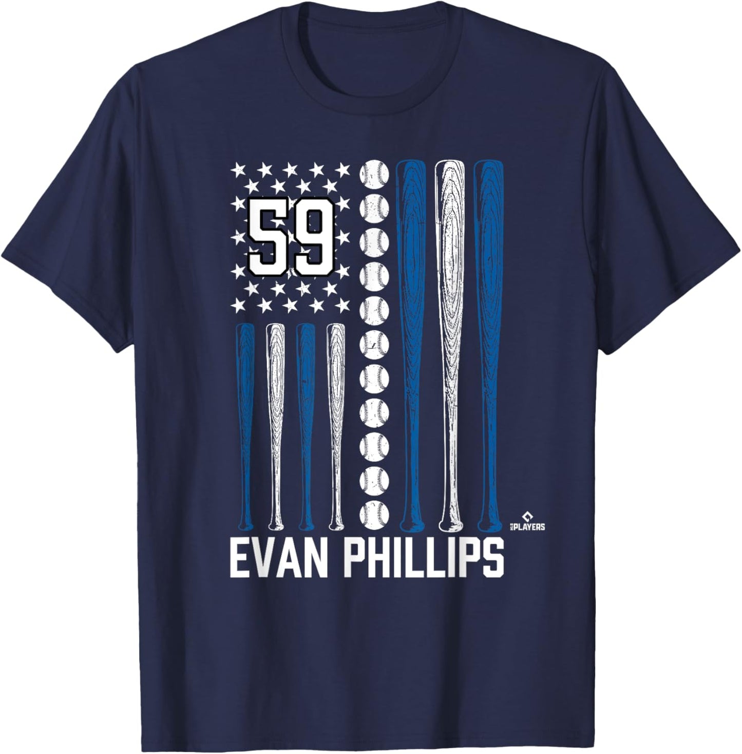 Baseball American Flag Evan Phillips Los Angeles Baseball T-Shirt - T-Shirt | Navy