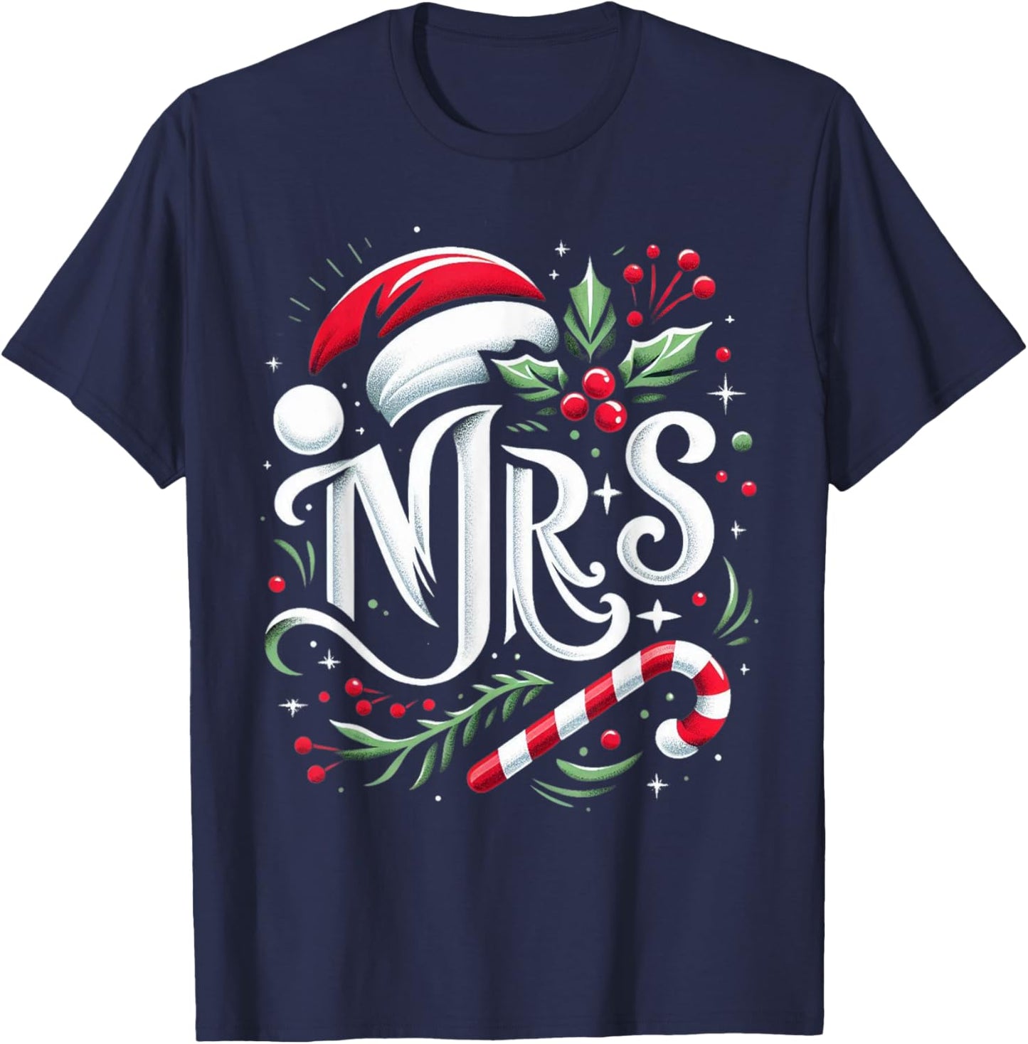 Mrs And Mr Santa Couples Matching Christmas Husband Wife T-Shirt - T-Shirt | Navy
