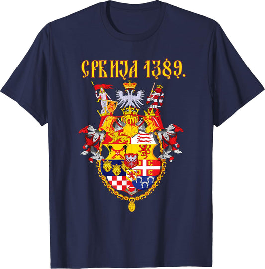 Serbia Srbija, Medieval Kingdom of Serbia, Cyrillic Srbija T-Shirt - T-Shirt | Navy