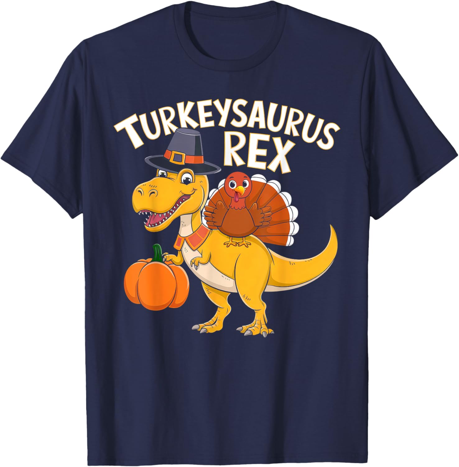 Kids Thanksgiving Shirts For Boys Toddler Turkeysaurus Rex T-Shirt - T-Shirt | Navy