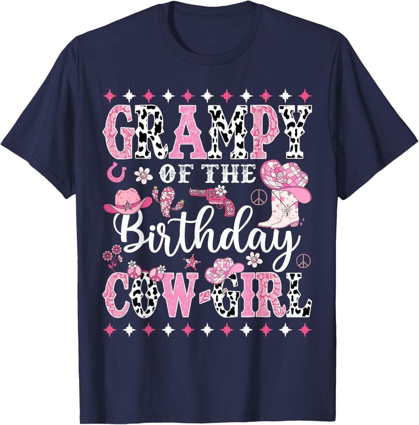 Grampy Of The Birthday CowGirl Rodeo CowGirl Birthday T-Shirt - T-Shirt | Navy