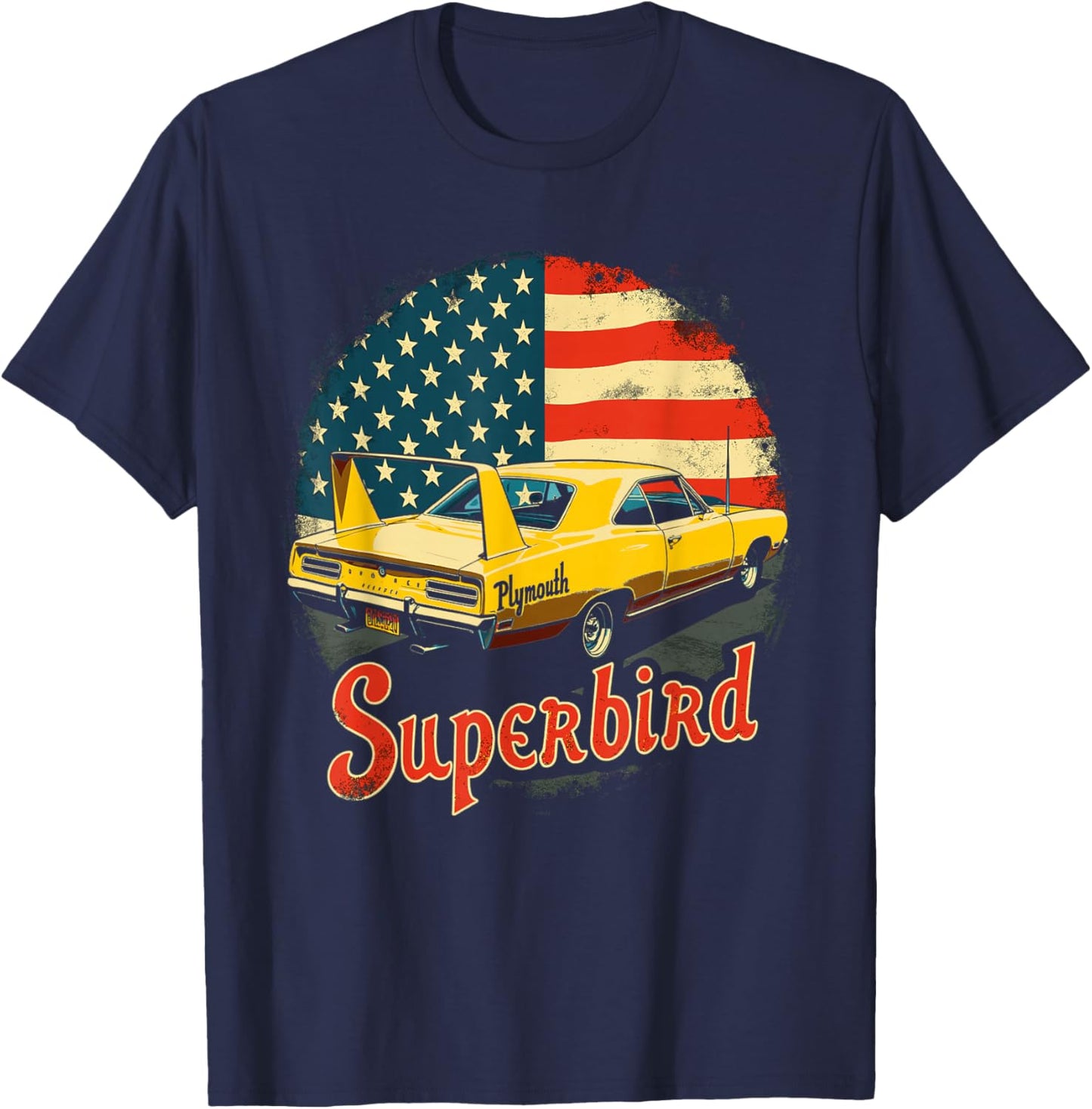 1970 Plymouth Superbird Vintage Classic car American Flag T-Shirt - T-Shirt | Navy