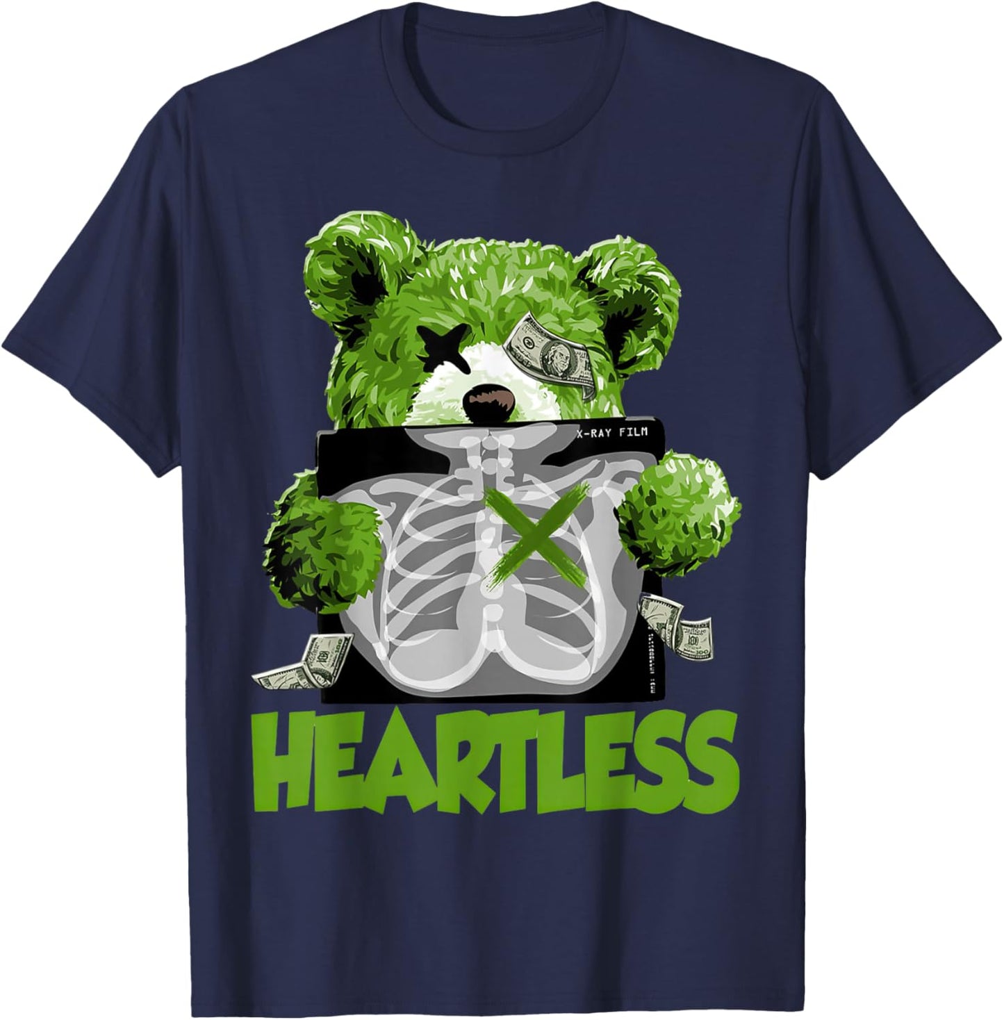 Chlorophyll Green White Color Match T-Shirt - T-Shirt | Navy
