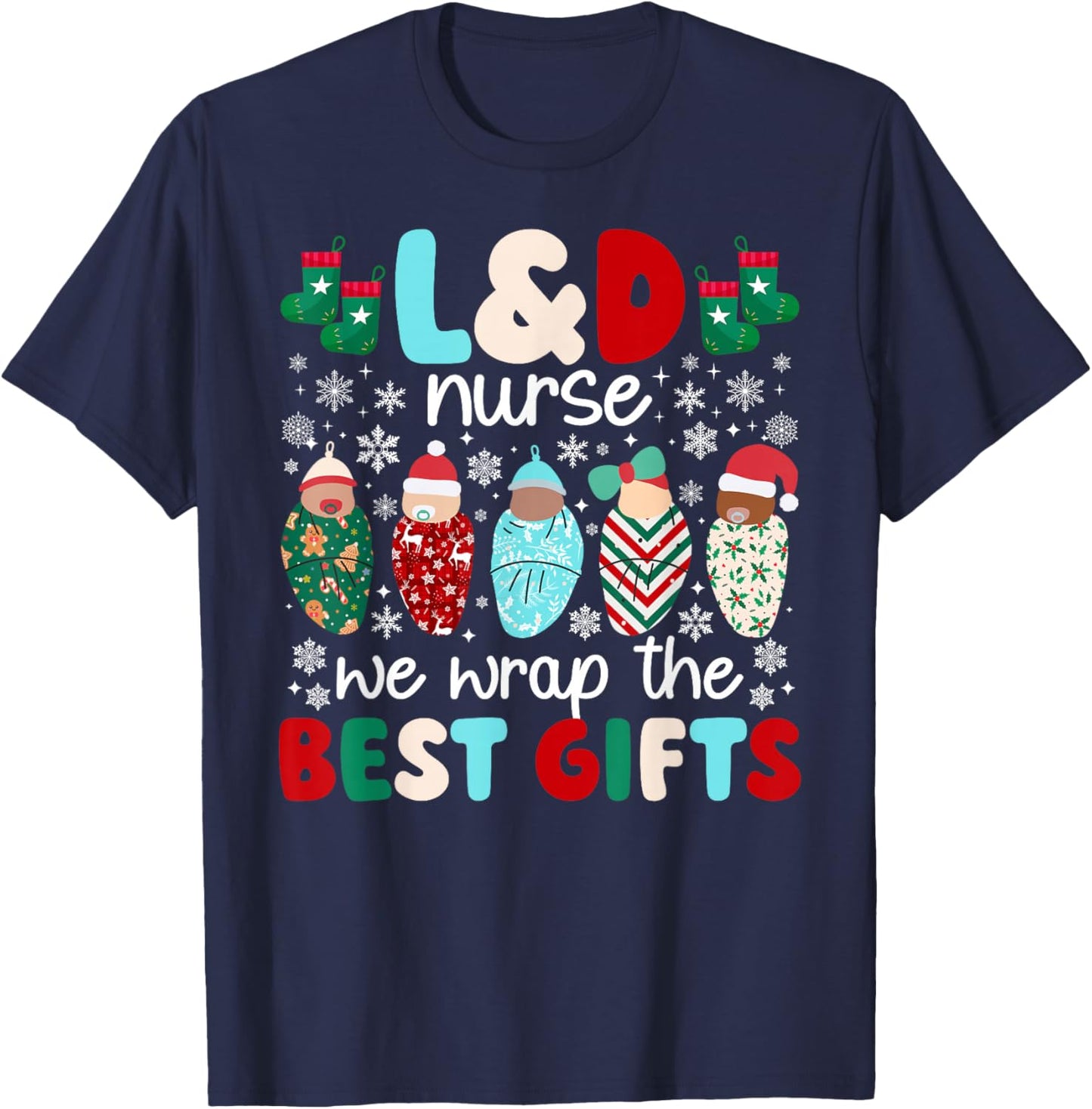 Christmas L&D Nurse Xmas Party Labor And Delivery Nurse T-Shirt - T-Shirt | Navy