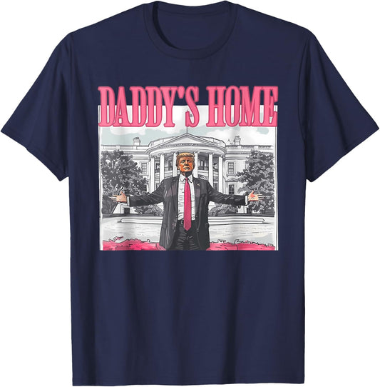 Funny Daddy's Home Trump Pink 2024 Take America Back 2024 T-Shirt - T-Shirt | Navy