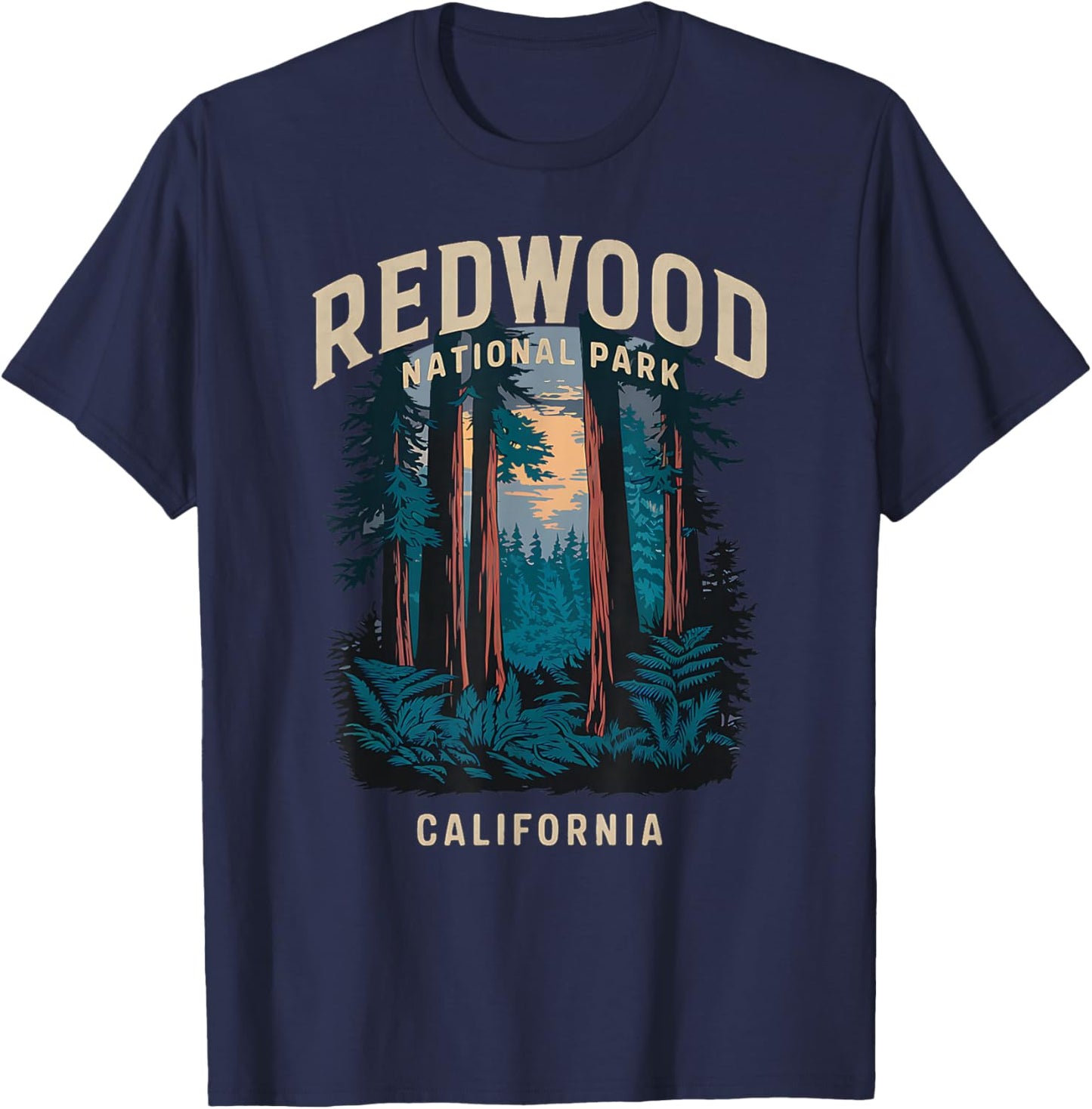 Vintage Redwood National Park California Adventure T-Shirt - T-Shirt | Navy