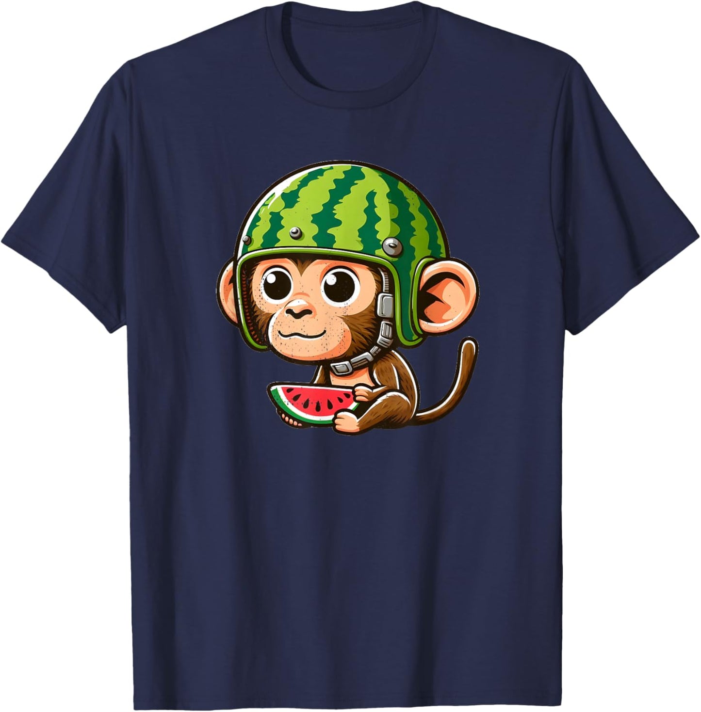 Watermelon Monkey Helmet T-Shirt - T-Shirt | Navy