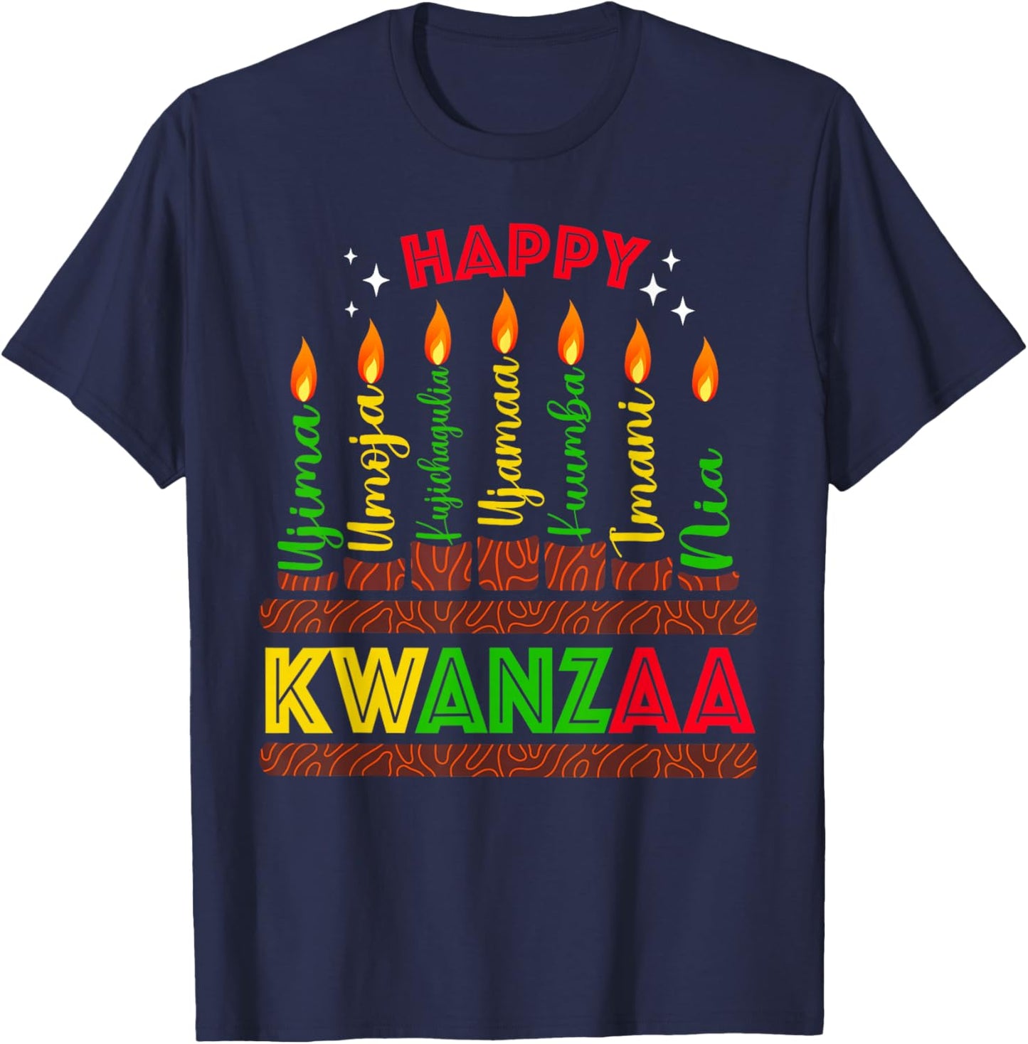 Happy Kwanzaa Seven Principles Of Kwanzaa Men Women Kids T-Shirt - T-Shirt | Navy