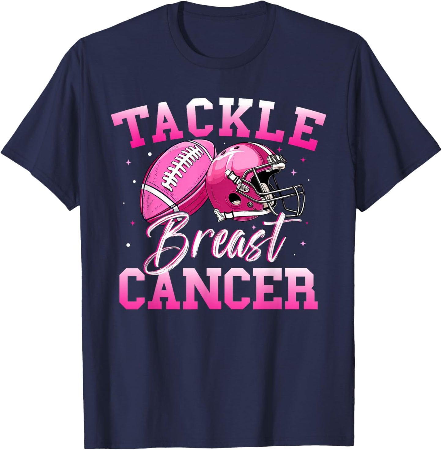 Tackle Breast Cancer Awareness Sport Football Pink Cheer Boy T-Shirt - T-Shirt | Navy