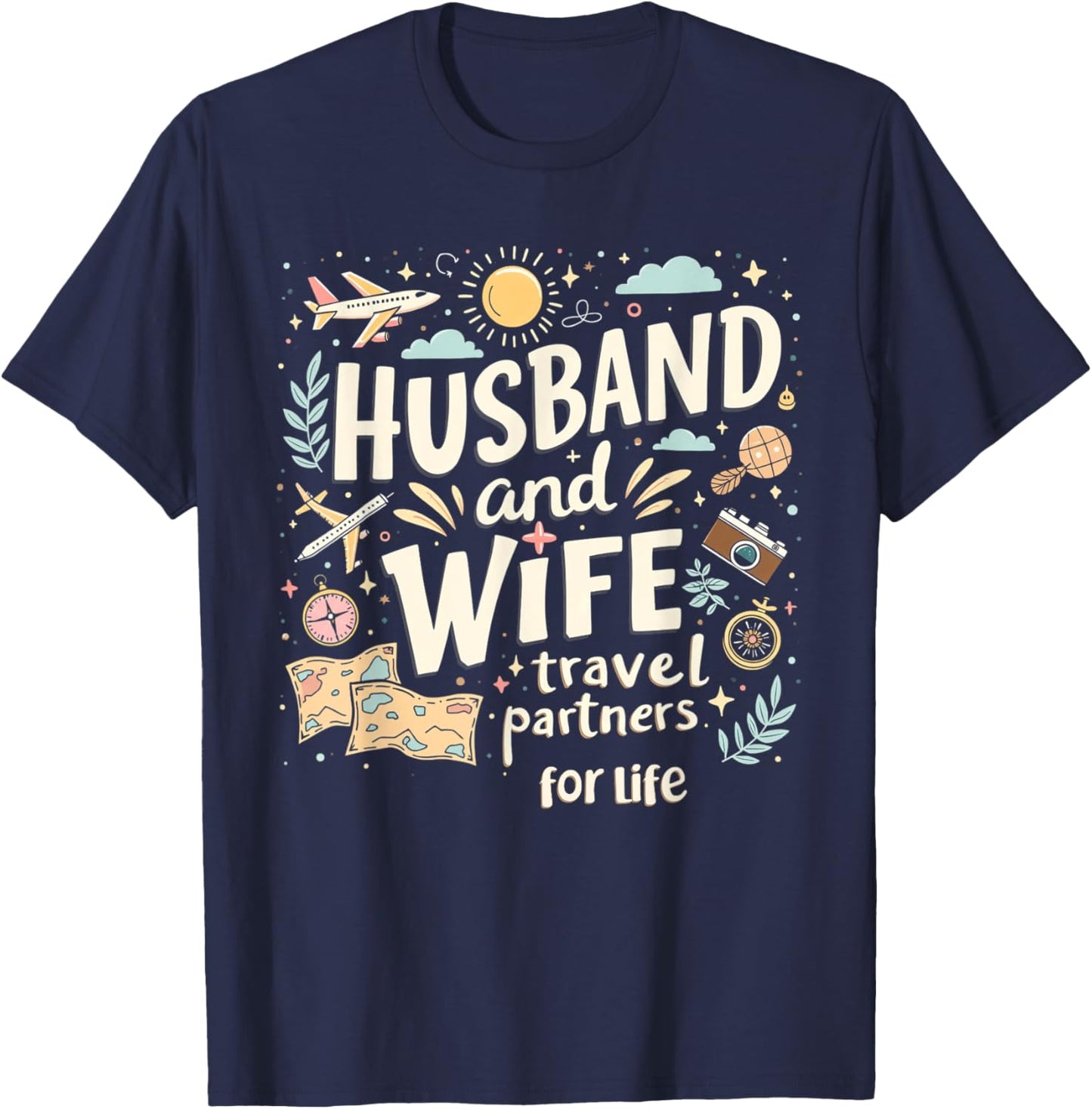 Husband And Wife Travel Partners For Life Matching Couple T-Shirt - T-Shirt | Navy