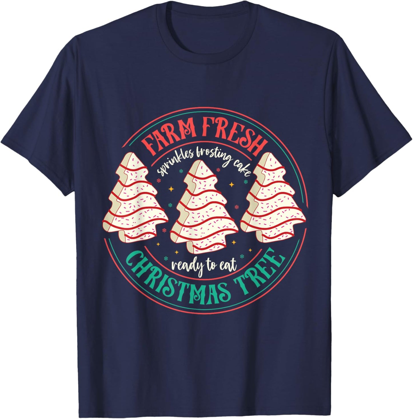 Farm Fresh Christmas Tree Cakes -Kids Black Christmas Tree Holiday T-Shirt - T-Shirt | Navy