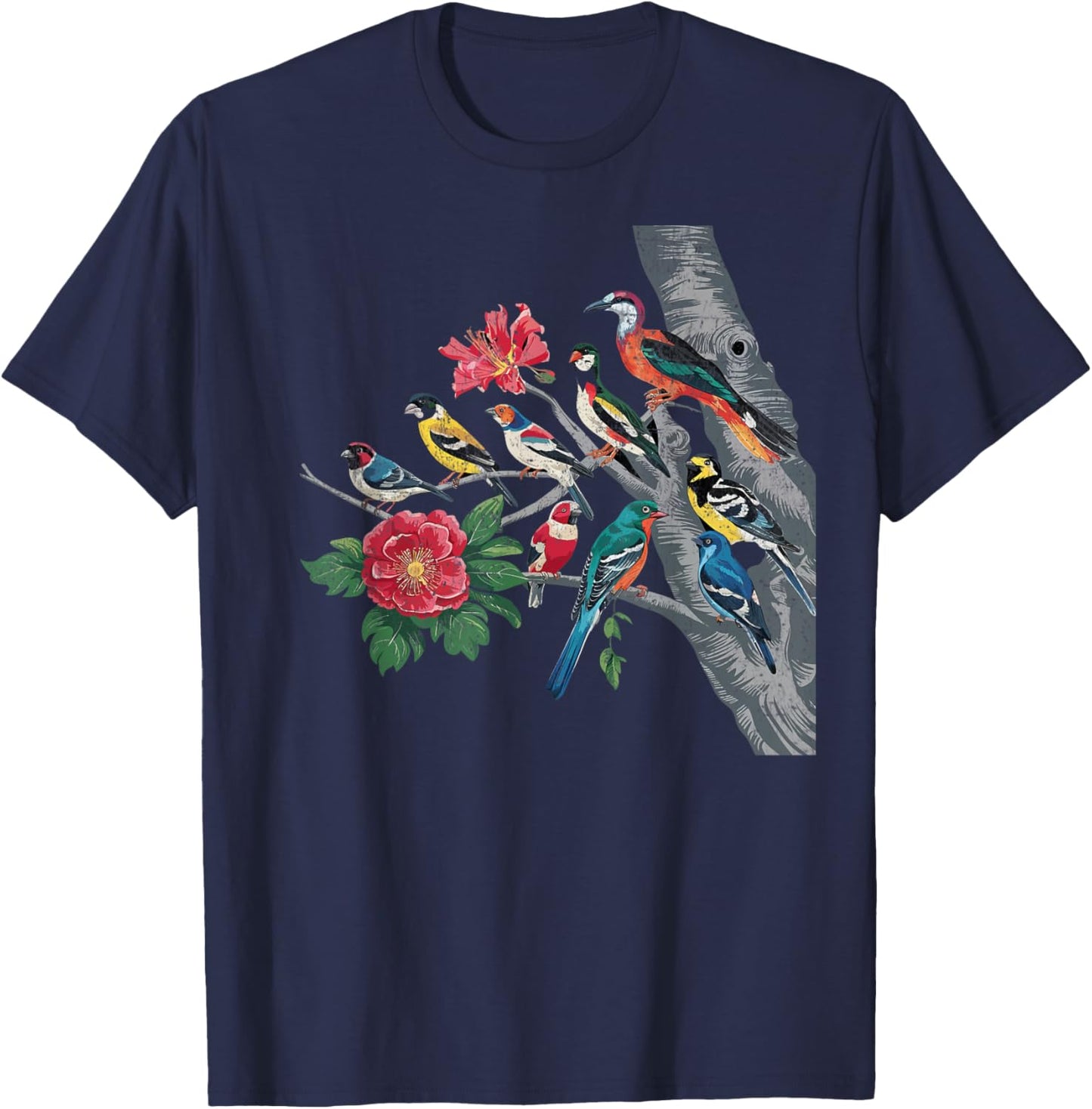 Birds on a Branch Birding Bird Watching Birder Bird Watcher T-Shirt - T-Shirt | Navy
