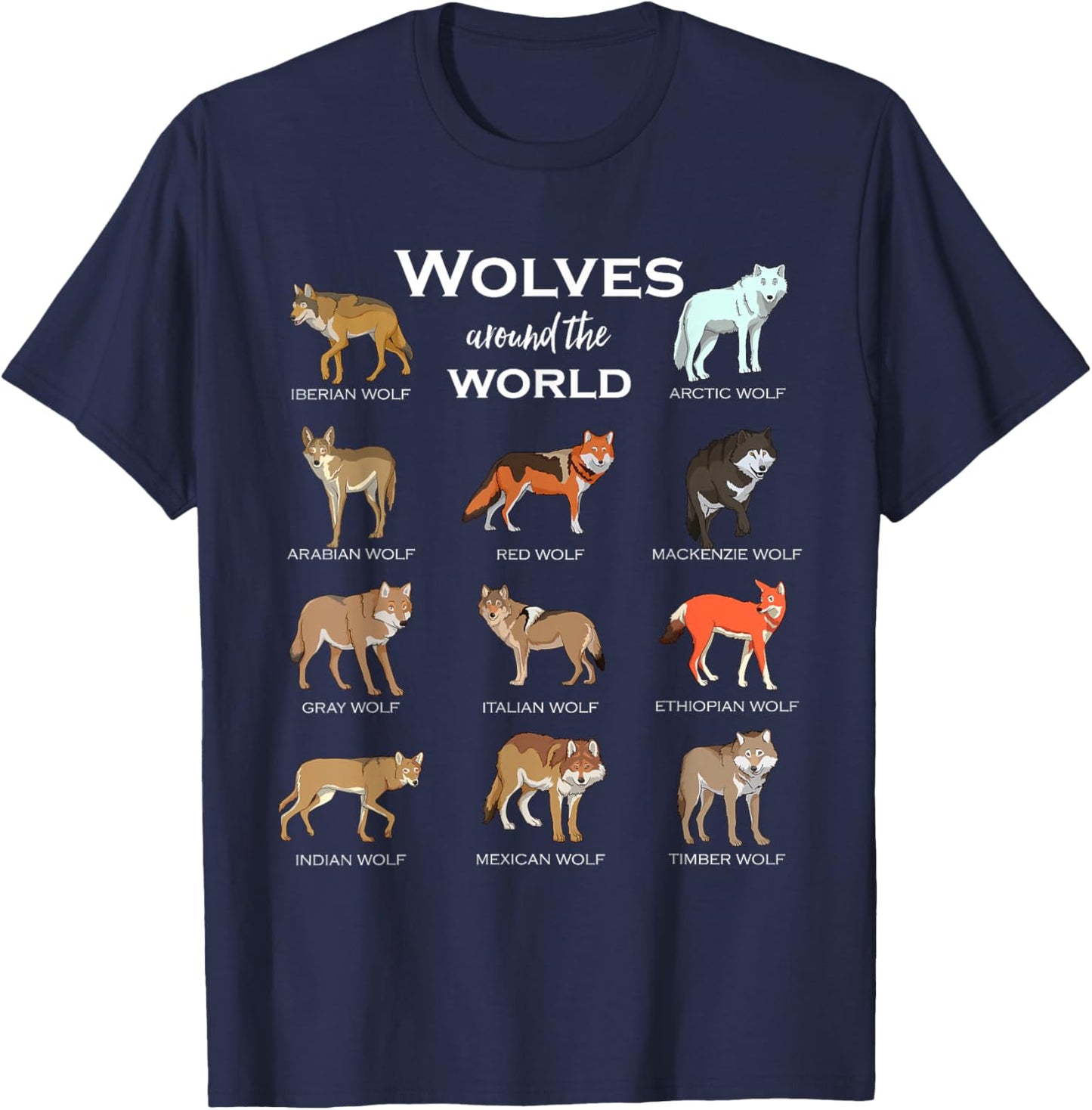 Wolves of the World T-Shirt - T-Shirt | Navy