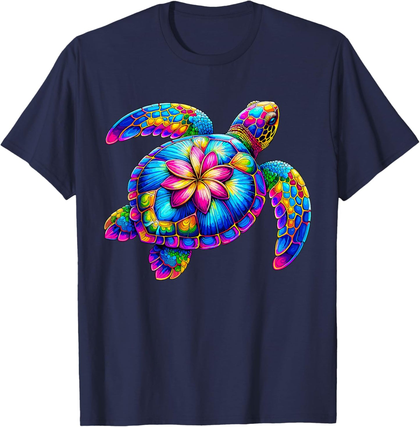 Hawaiian Sea Turtle Tie-Dye Hawaii Colorful Beach Summer T-Shirt - T-Shirt | Navy