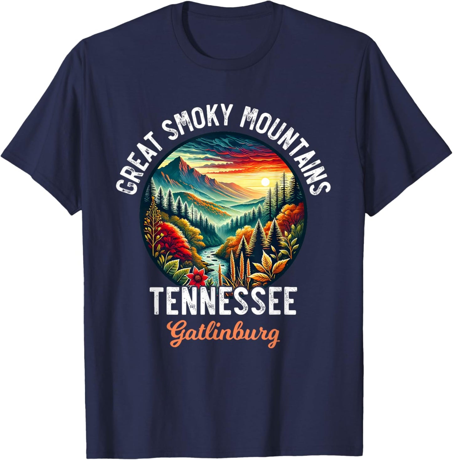 Great Smoky Mountains Tennessee Gatlinburg Vacation Souvenir T-Shirt - T-Shirt | Navy